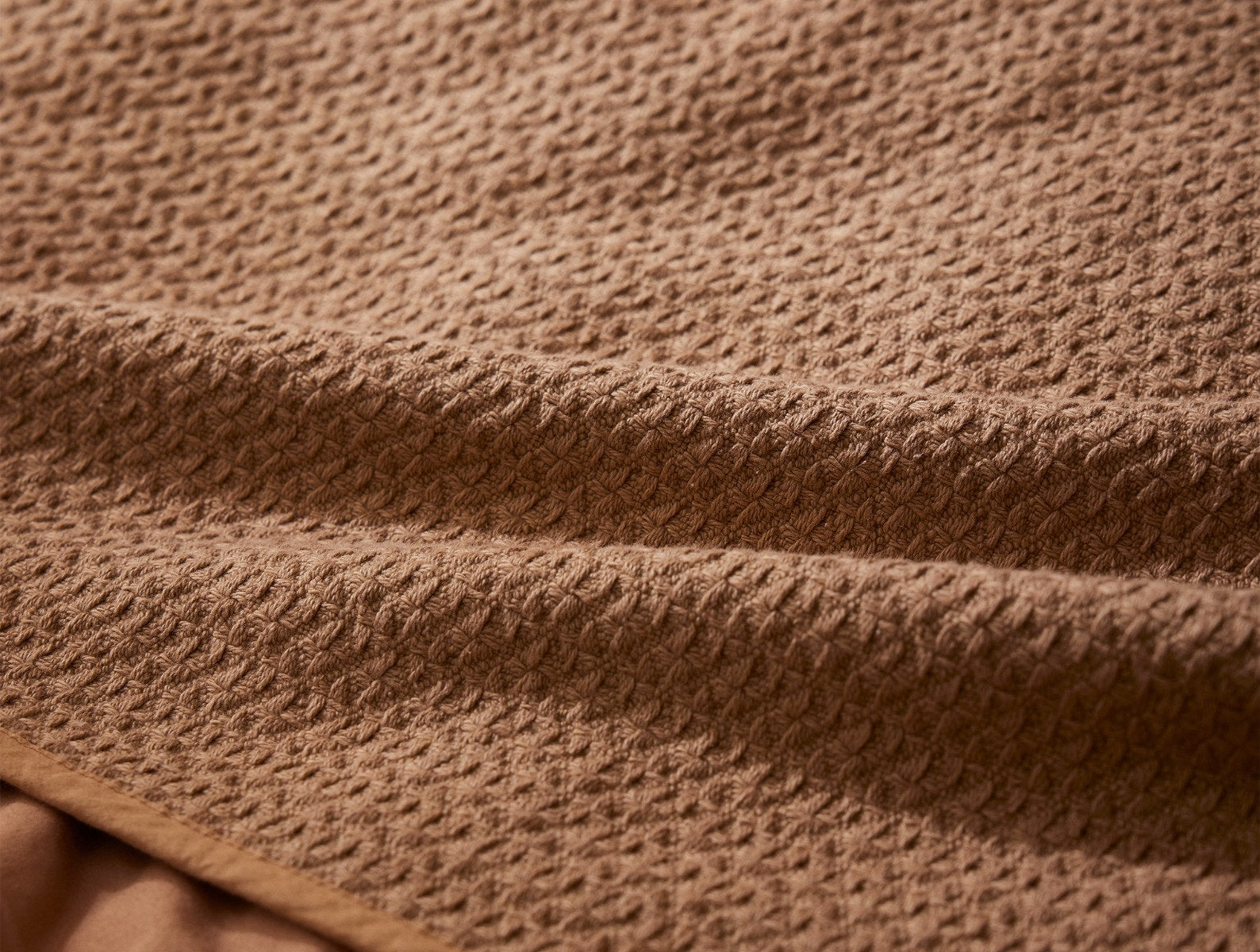 Coyuchi Organic Cotton Honeycomb Blanket - close up #colour_Ginger