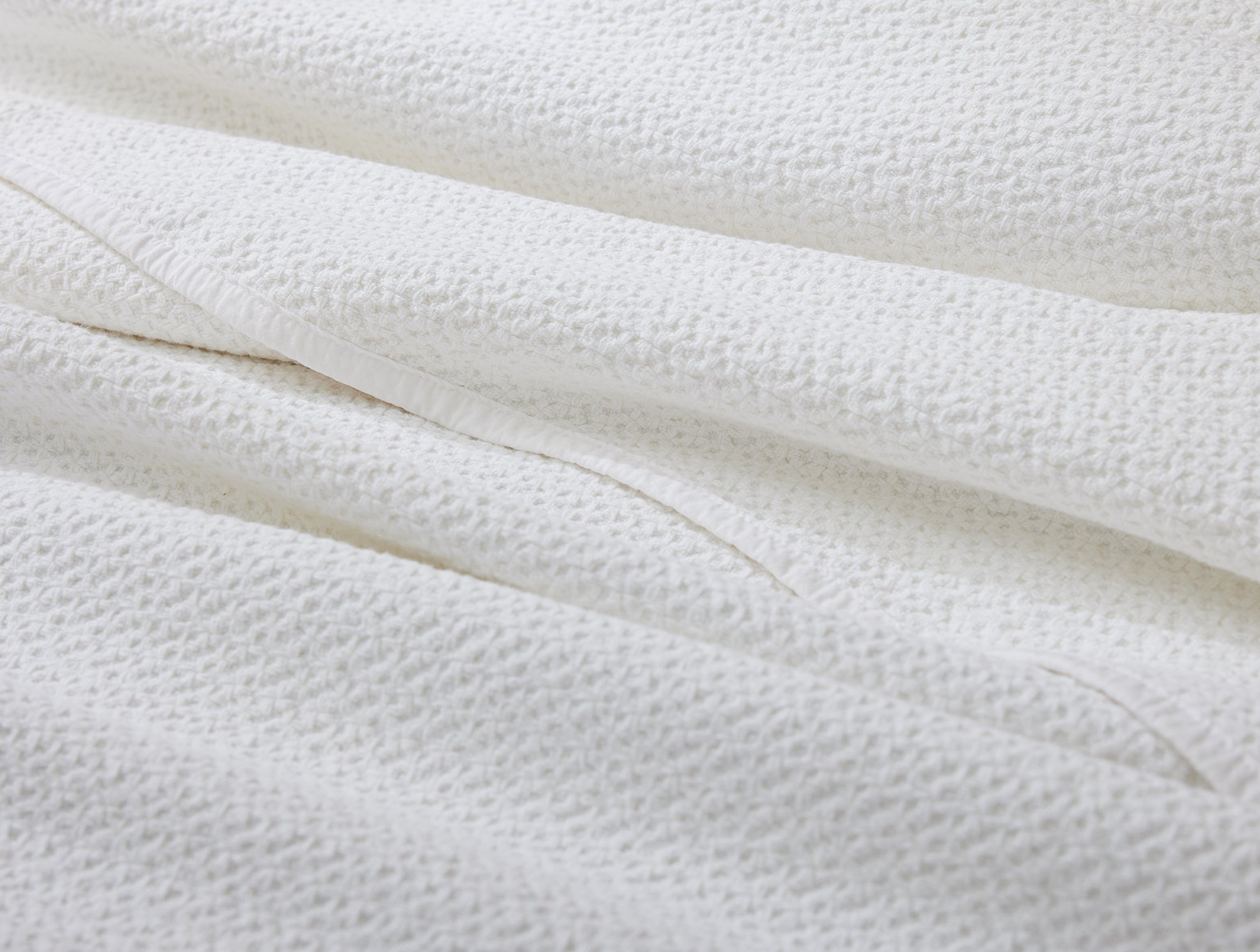 Coyuchi Organic Cotton Honeycomb Blanket - close up of texture #colour_white