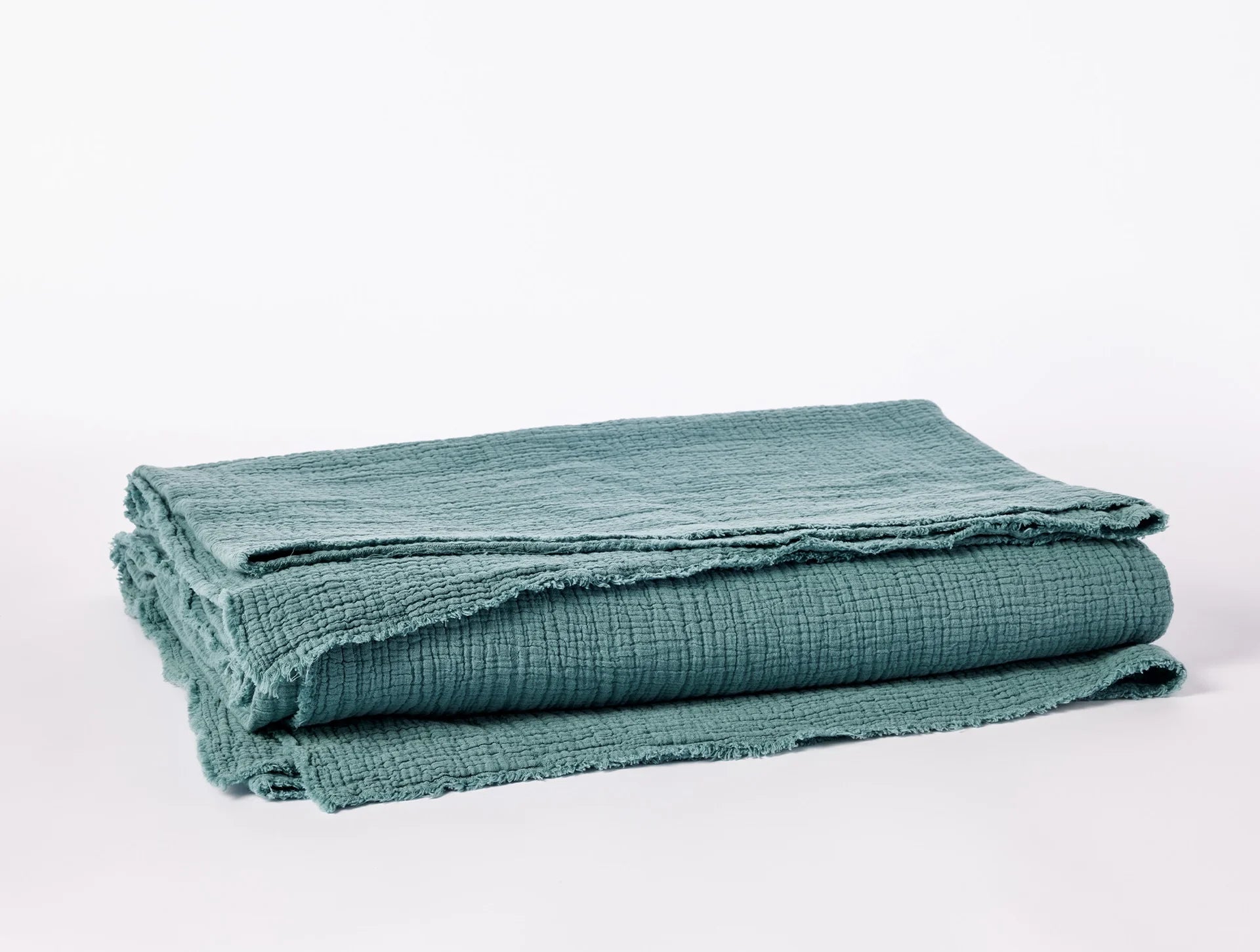 Coyuchi Organic Cotton Topanga Matelasse Blanket - folded #colour_surf