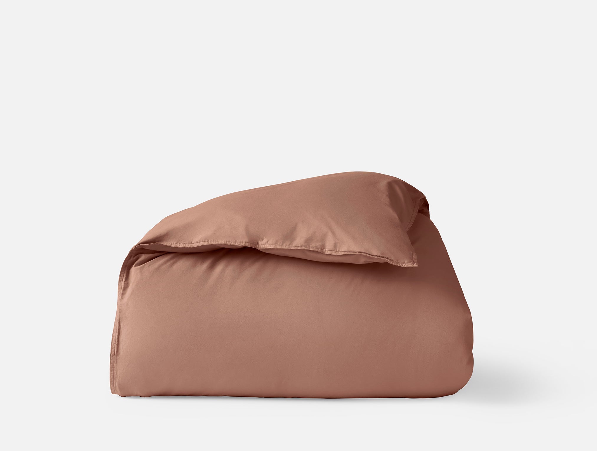 Coyuchi Organic Crinkled Percale Duvet Cover - folded #colour_praline