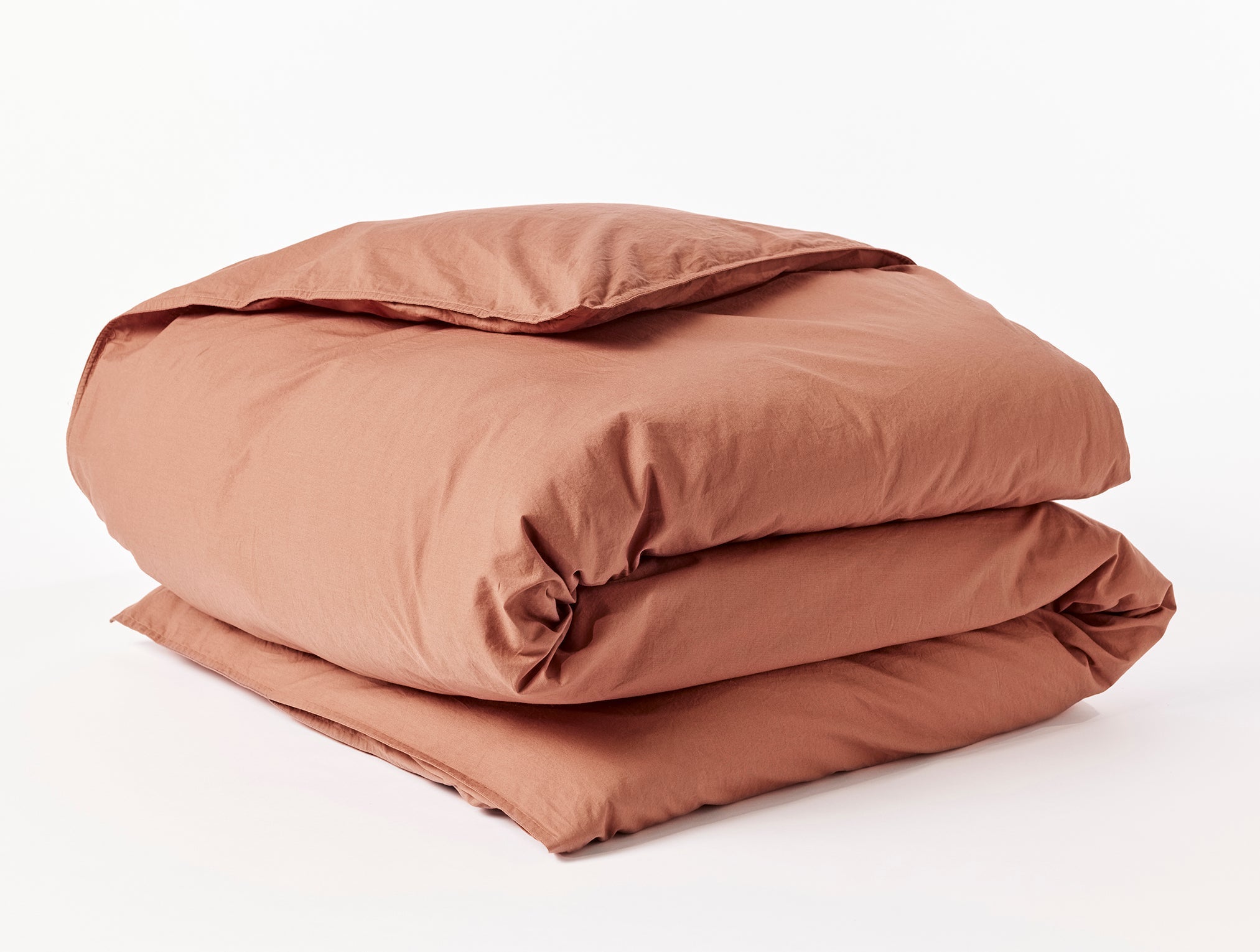 Coyuchi Organic Crinkled Percale Duvet Cover - folded #colour_sedona