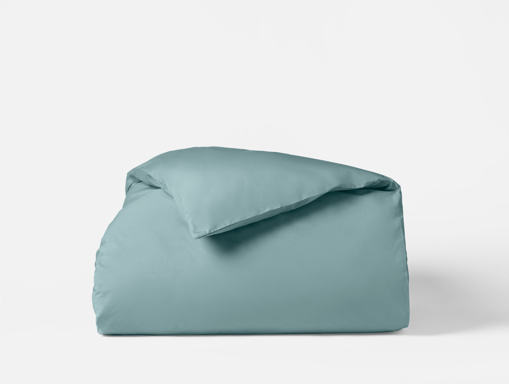 Coyuchi Organic Refined Percale Duvet Cover - folded #colour_pacific blue