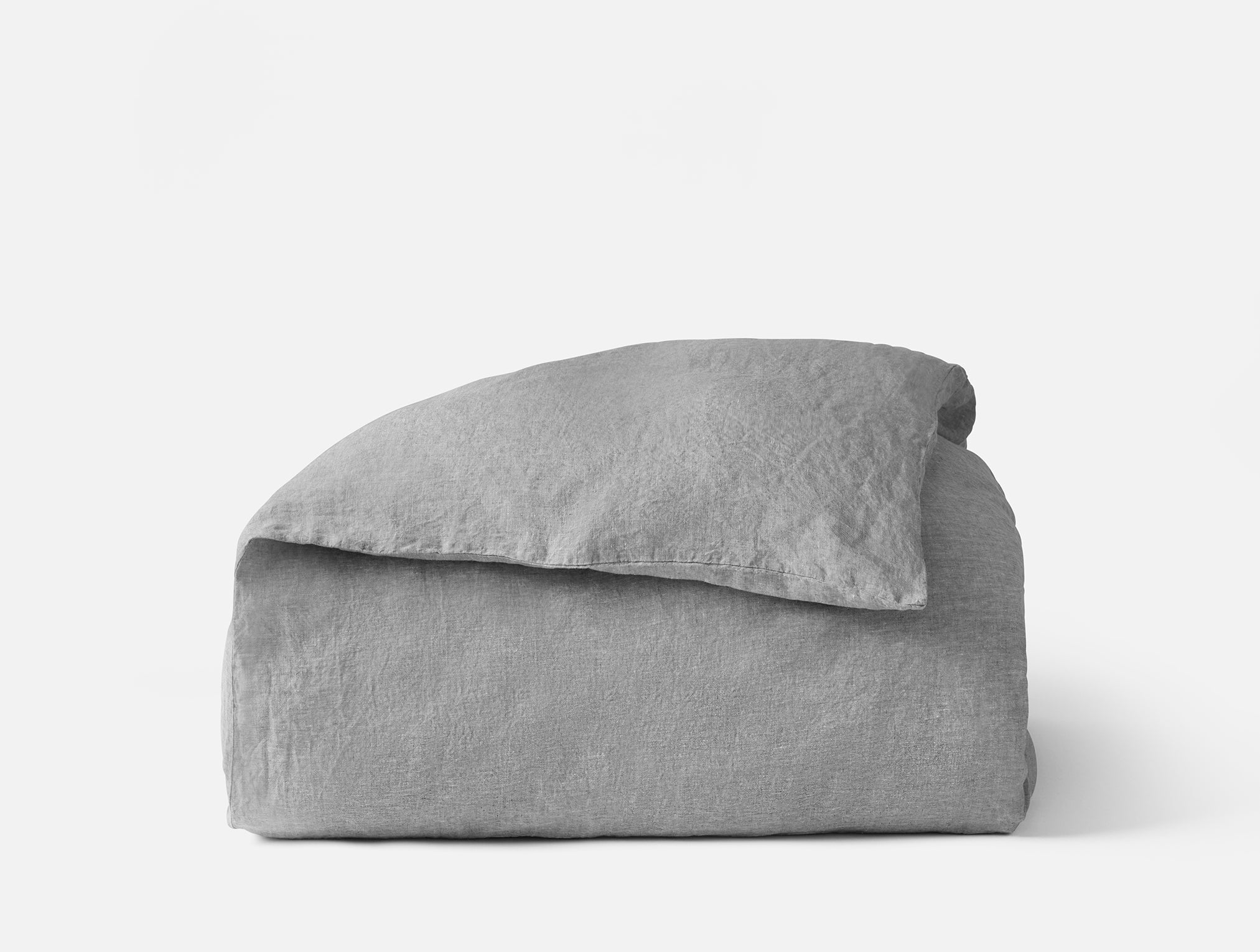 Coyuchi Organic Relaxed Linen Duvet Cover - folded #colour_slate chambray