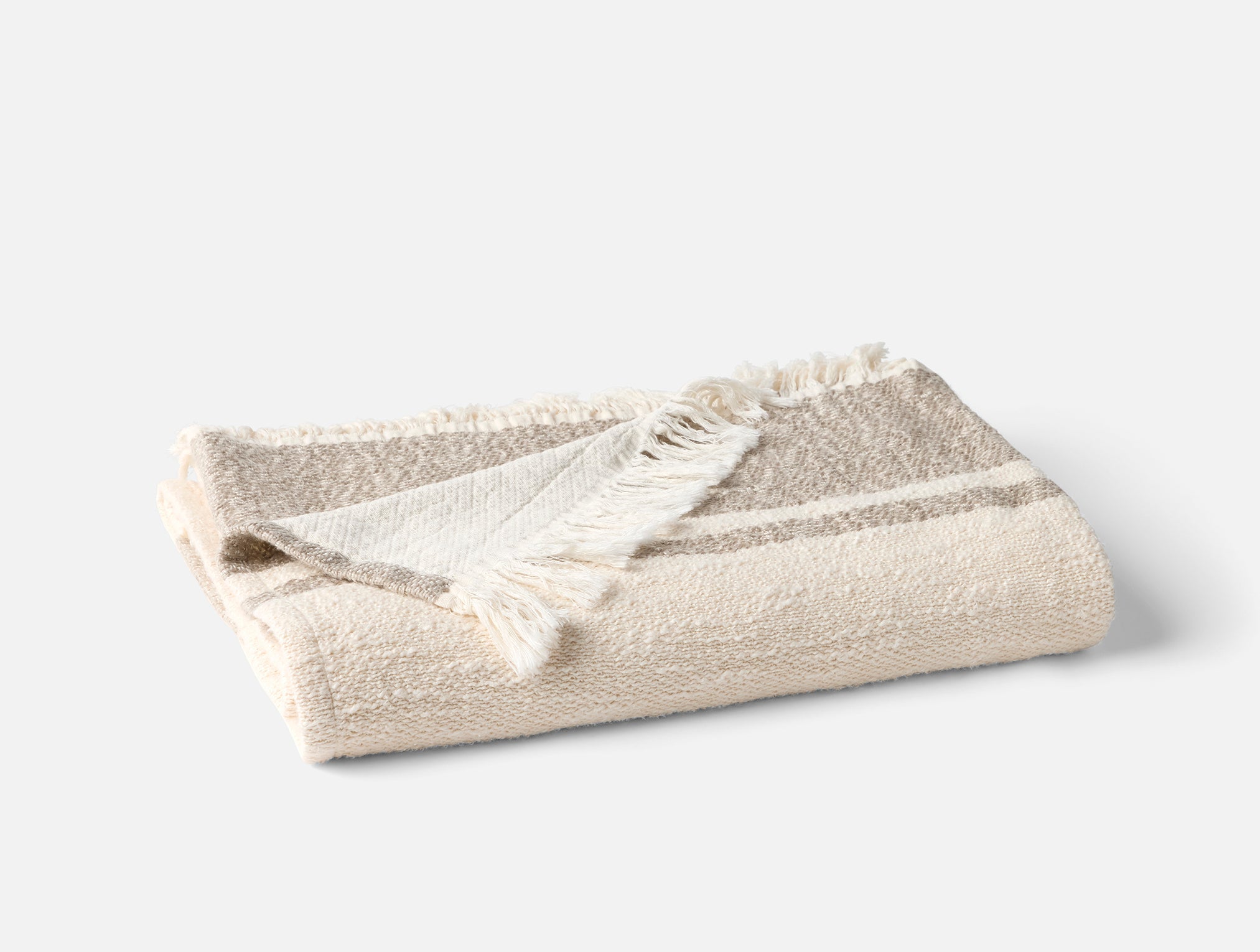 Coyuchi Organic Pampas Throw in Undyed with natural - folded #colour_undyed w/natural