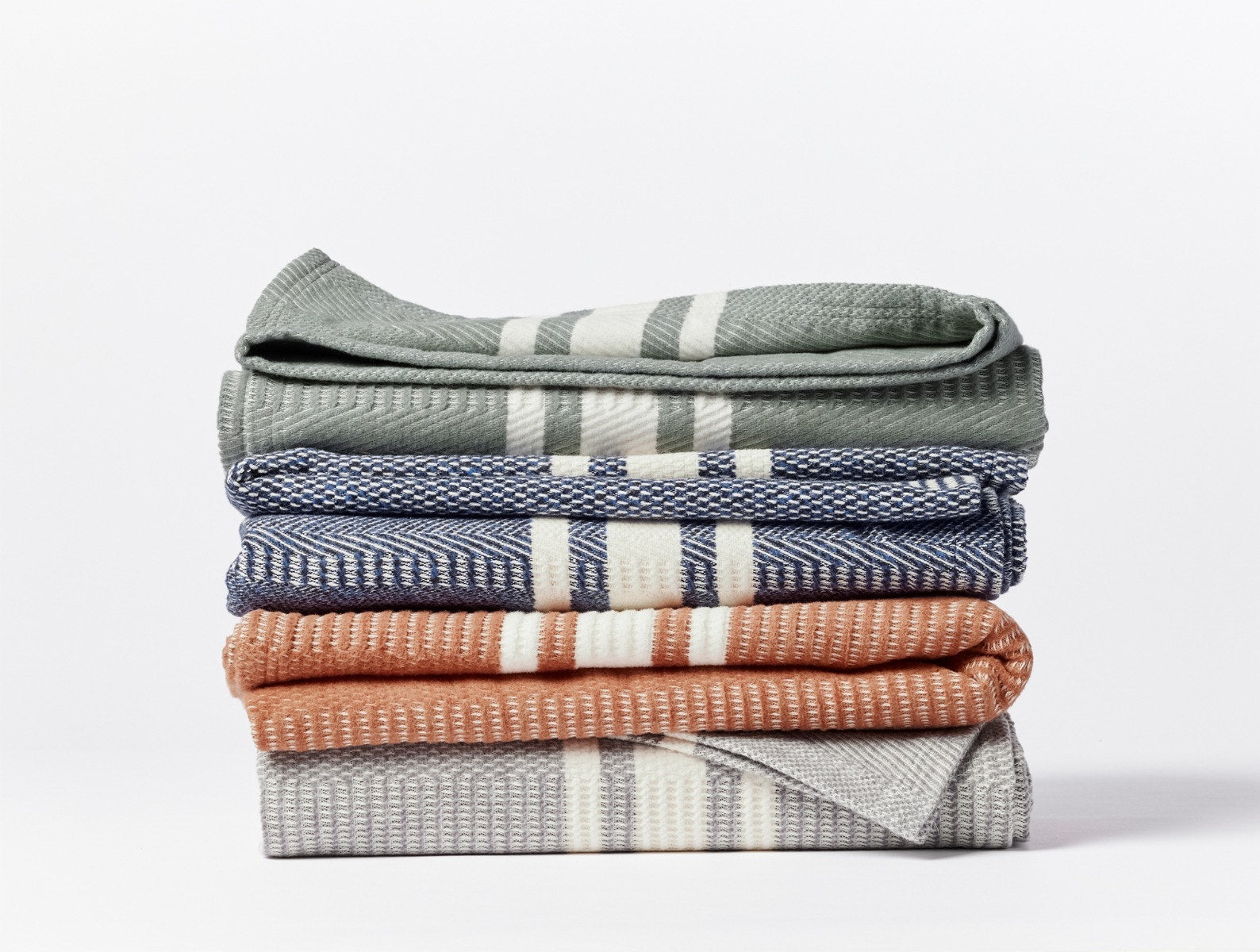 Coyuchi Supersoft Organic Cotton Throw - all colours stacked #colour_