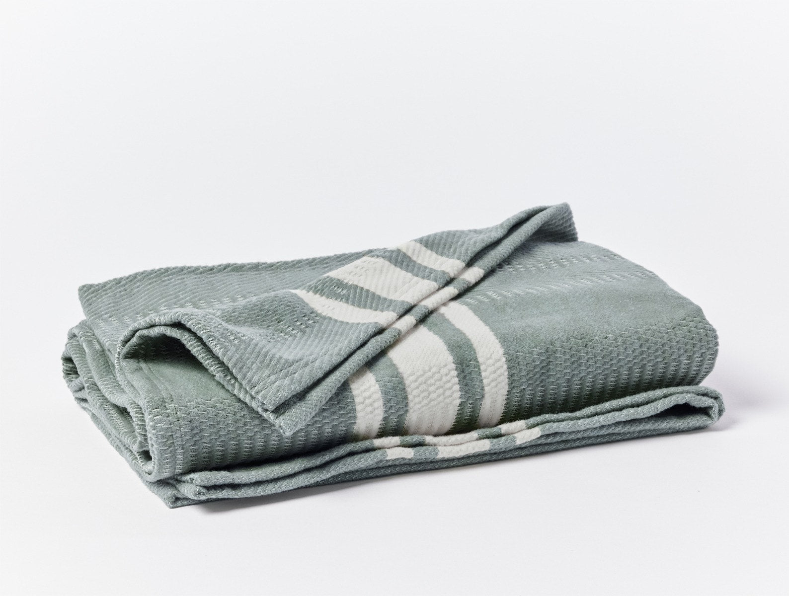 Coyuchi Supersoft Organic Cotton Throw - folded #colour_cypress