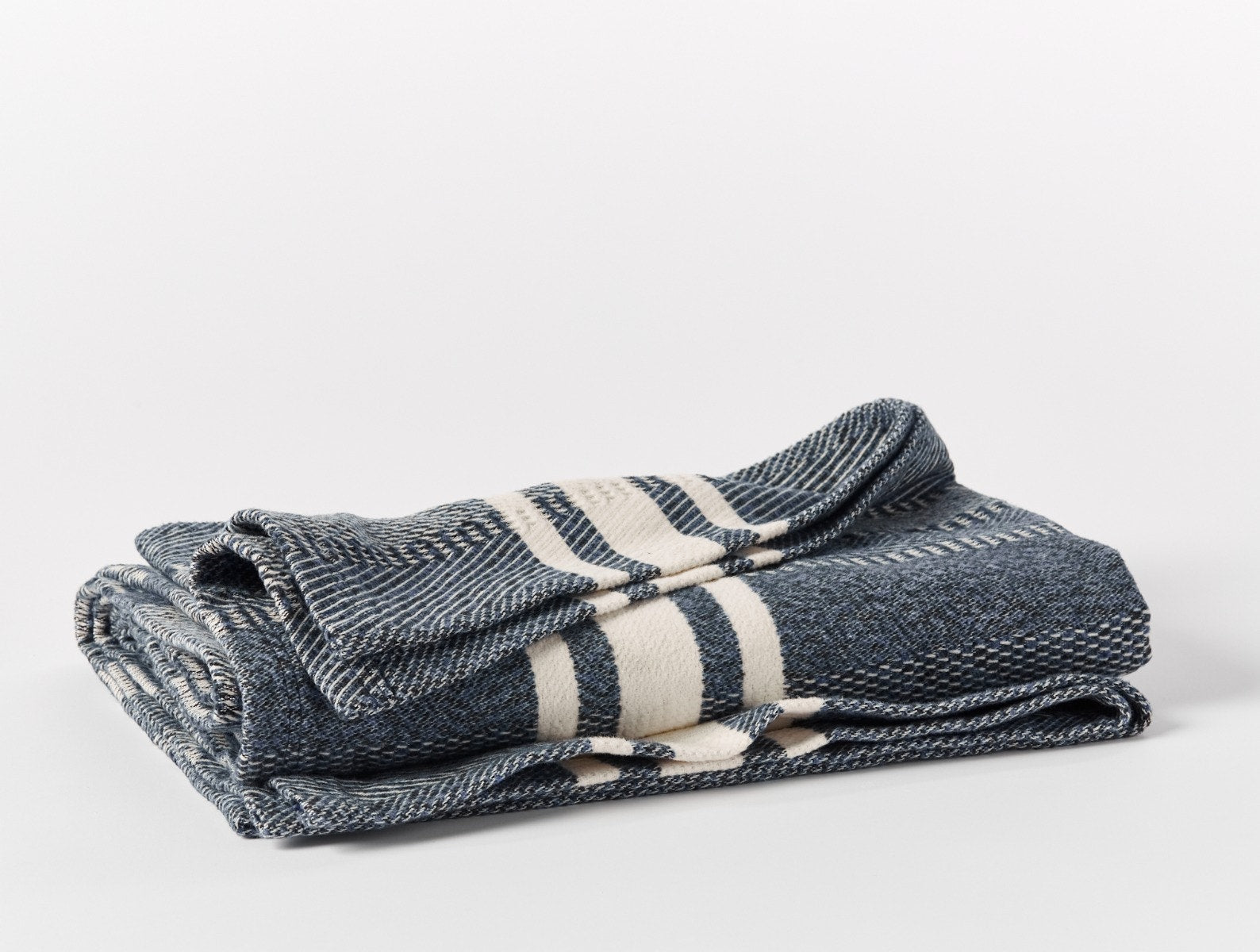 Coyuchi Supersoft Organic Cotton Throw - folded #colour_midnight