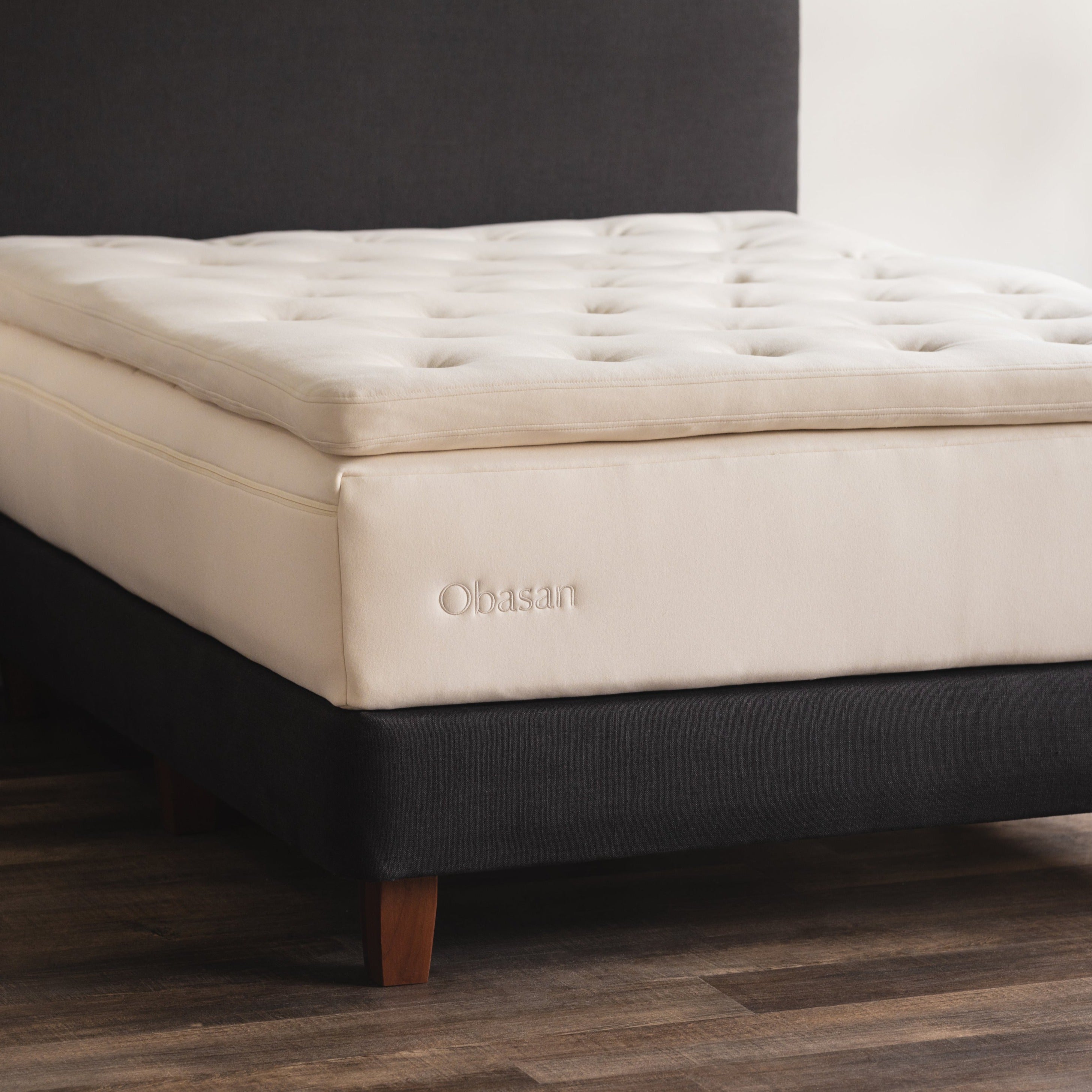 Obasan Grand Organic Latex Mattress - on dark designer foundation with matching headboard