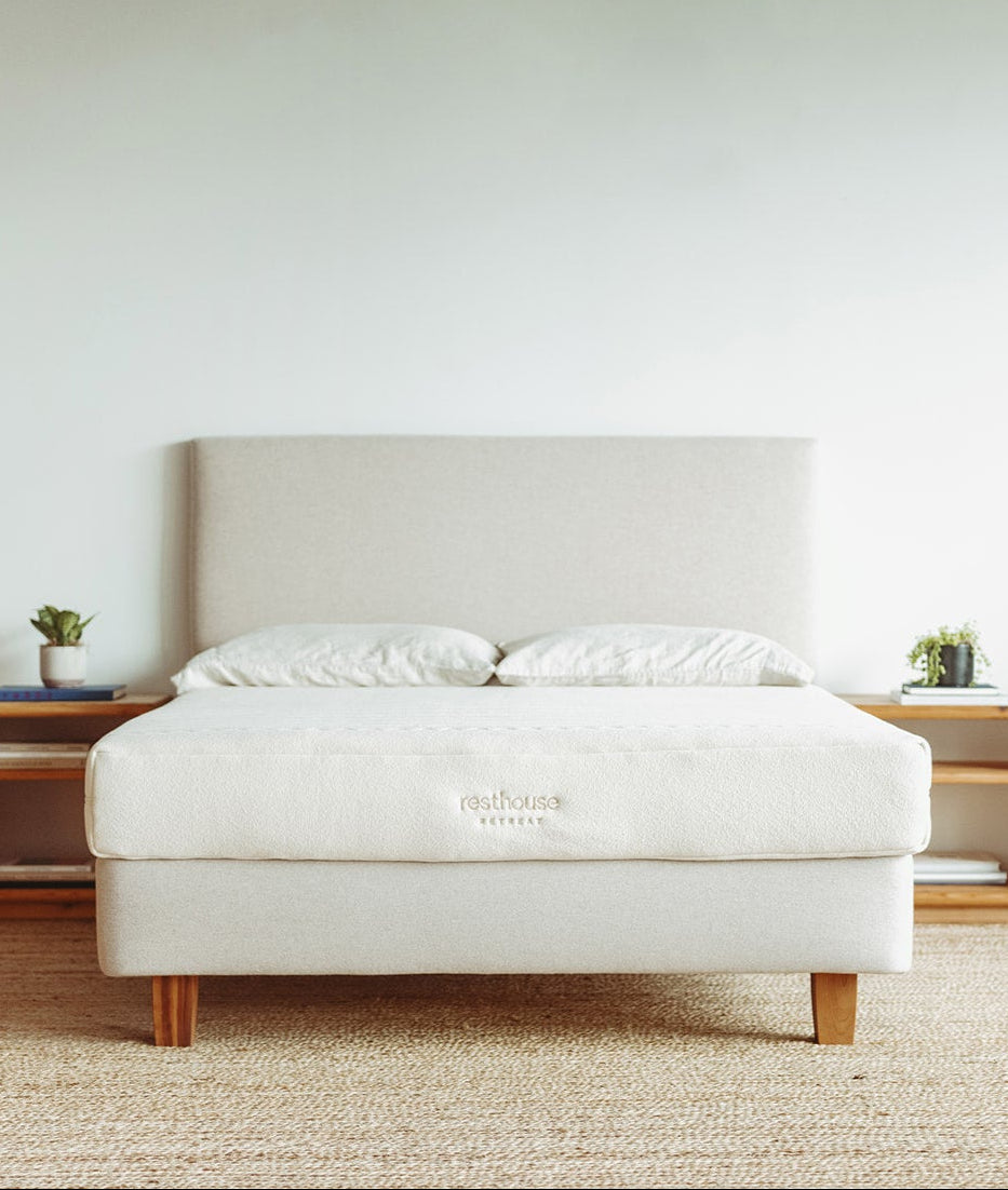 Resthouse Retreat Organic Latex Mattress - styled bedroom shot