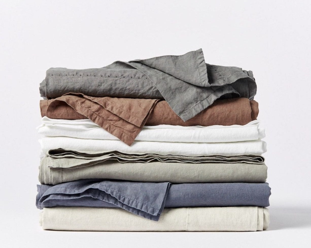 Organic Relaxed Linen Fitted Sheet by Coyuchi. Breathable, absorbent and naturally insulating.