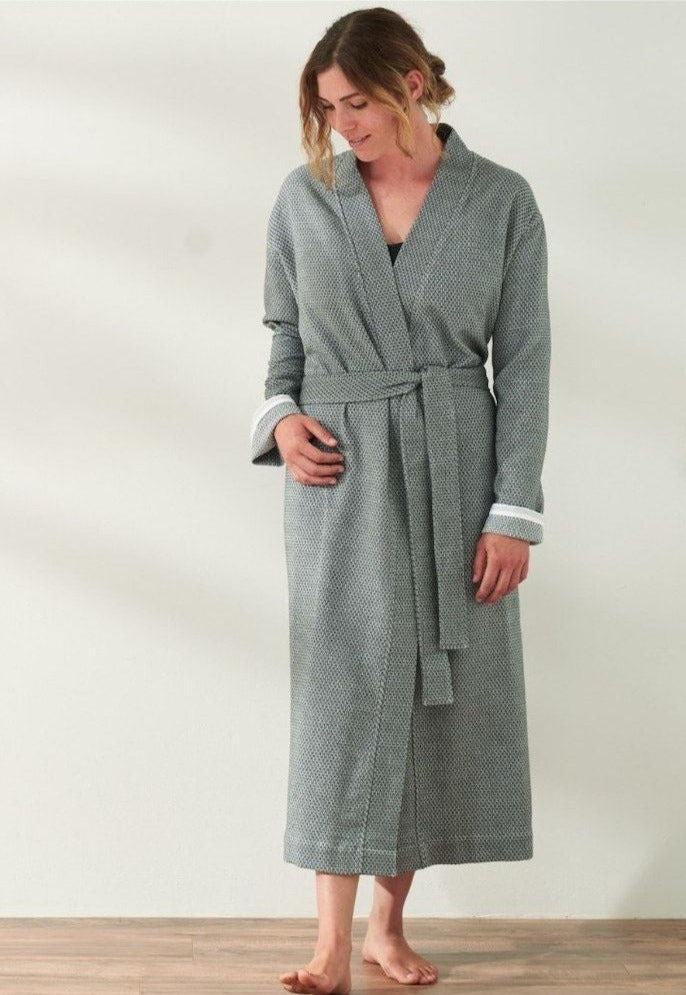 Unisex Mediterranean Organic Cotton Modern Robe by Coyuchi