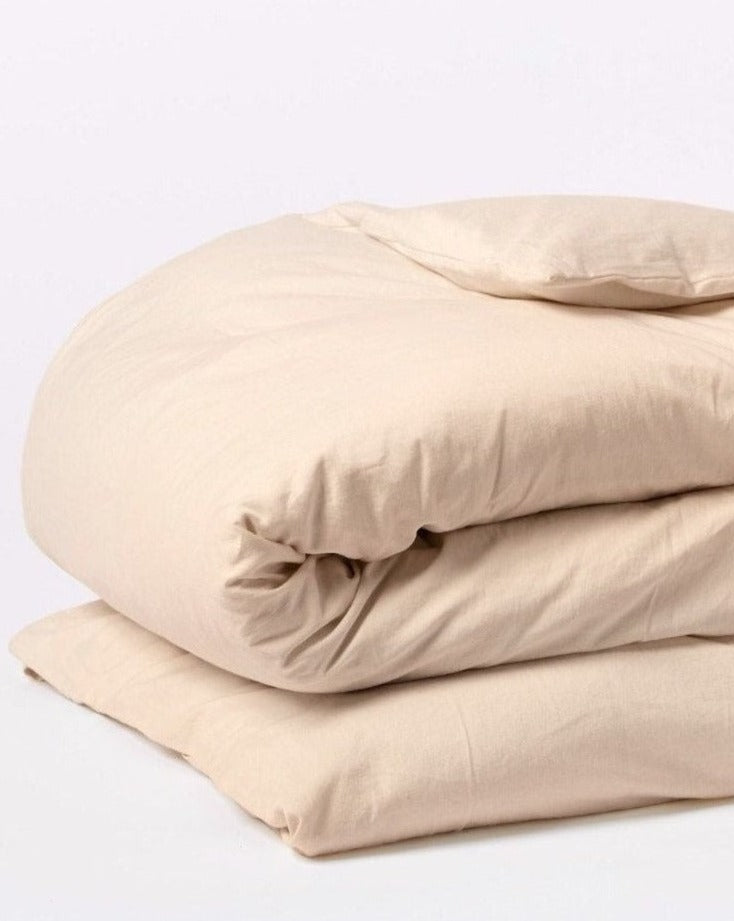 Coyuchi Organic Cloud Soft Sateen Duvet Cover - folded #colour_chai