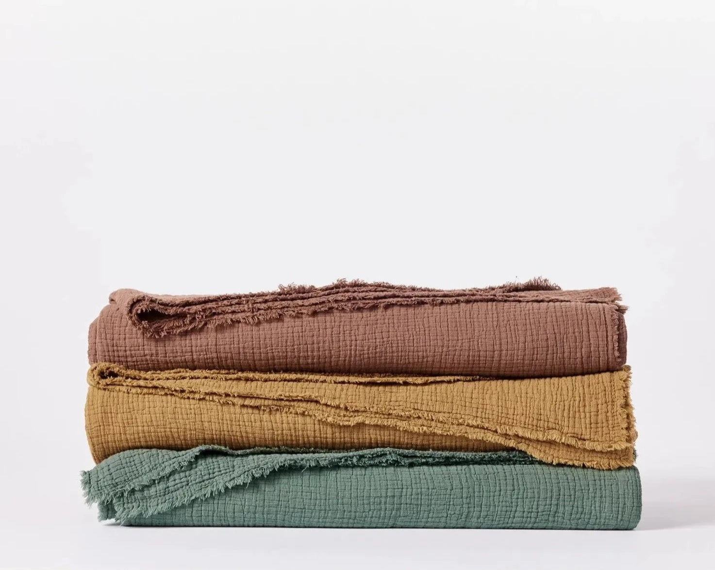 Coyuchi Organic Cotton Topanga Matelasse - all colours folded #colour_