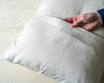 Kakun Organic Cotton Customizable Pillow - back of outer cover hand showing opening